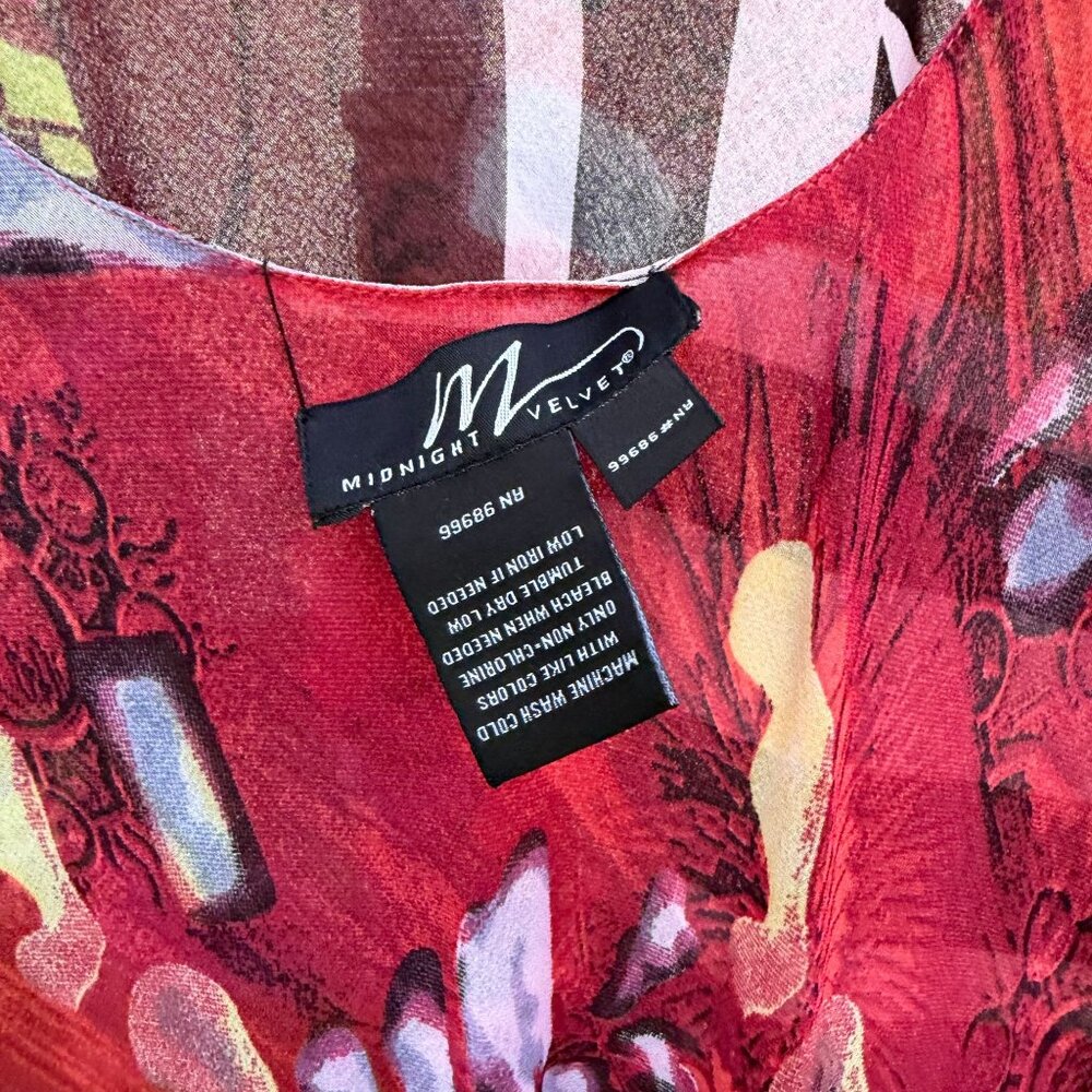 Kenzie Reversible Maxi Dress 18W Scoop Neck Floral Boho Hippie Tropical Red - Picture 10 of 11